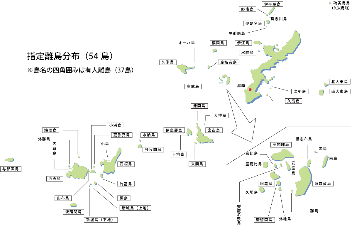 指定離島分布（54 島）